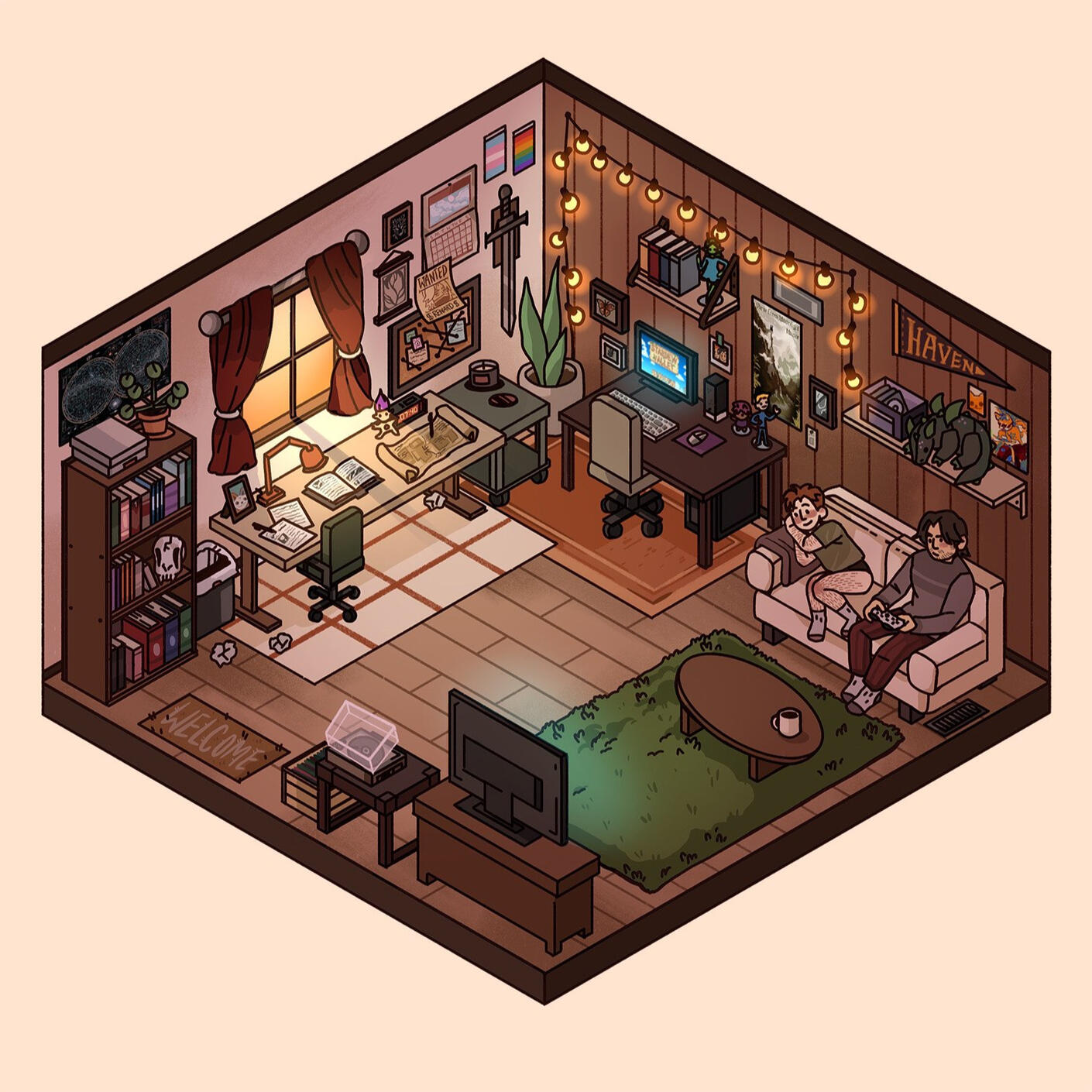 Atlas and Wesley - Room. Procreate. 2022.