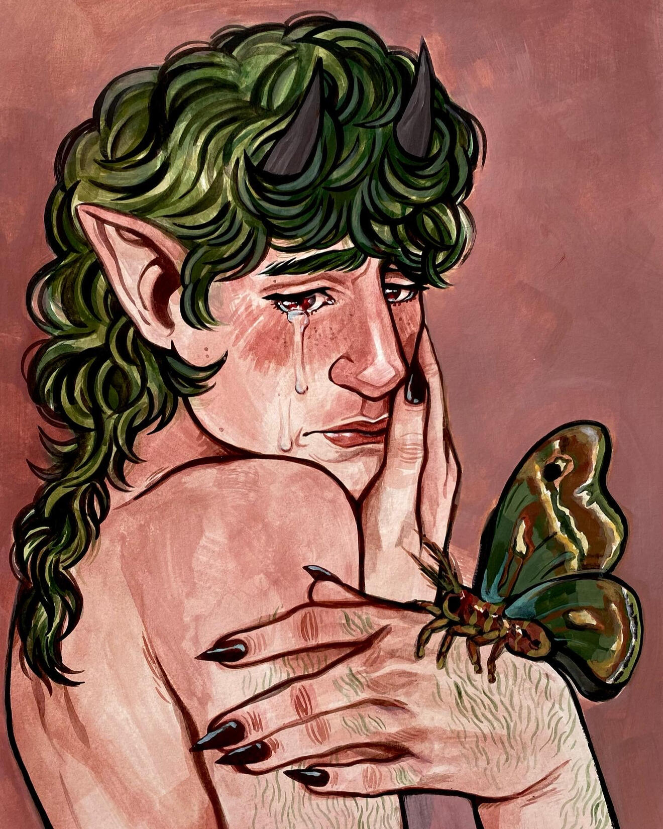 The Weeping Satyr. Gouache. 11x15in. 2022.