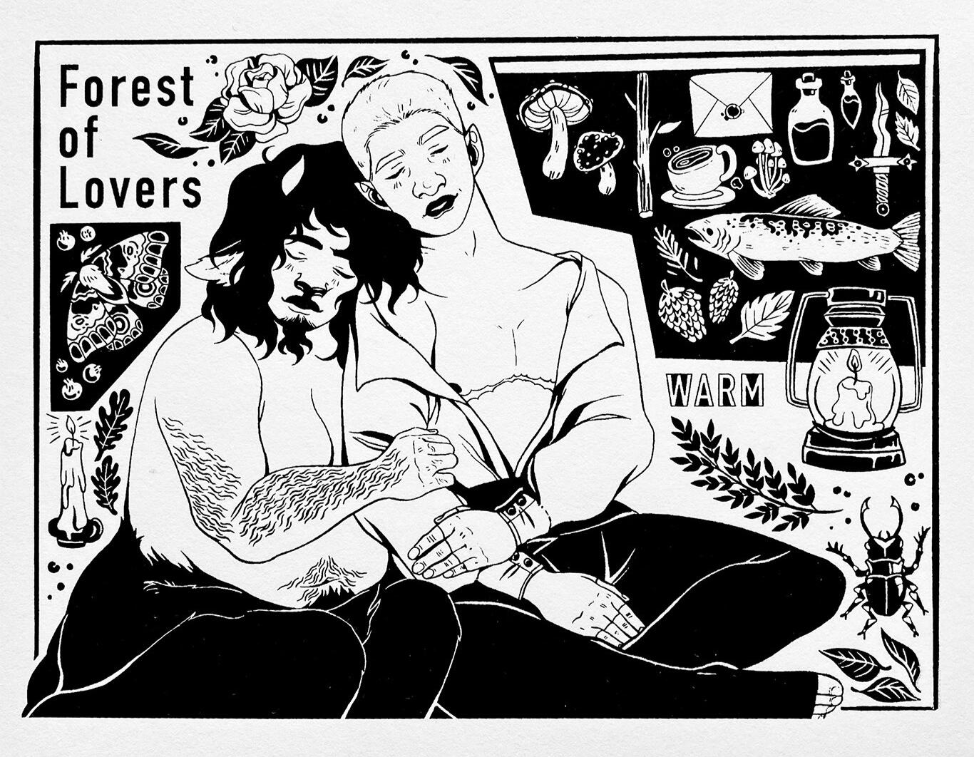 Forest of Lovers. Screen-print. 8x10. 2021.