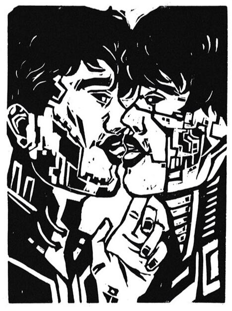[CQL] Cyber Queer Love. Relief Print. 8x10. 2021.